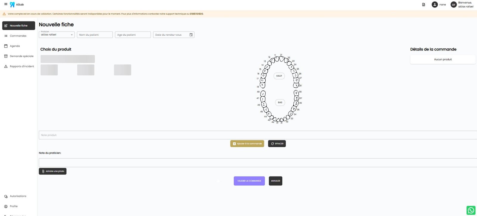 Prise de commande en ligne